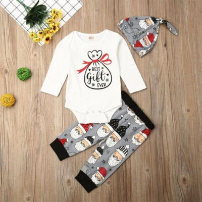 

US Christmas 3PCS Newborn Baby Boy Romper Bodysuit Pants Trousers Clothes Outfit