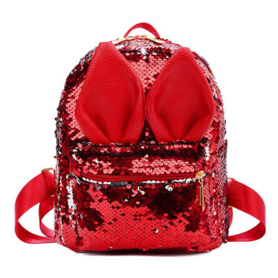 

Cute Rabbit Ear Sequins Small Backpacks Women Travel Shoulder School Bags