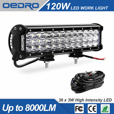 

LED Light Bar 12In 120W Work Light Flood Combo With Wiring Harness