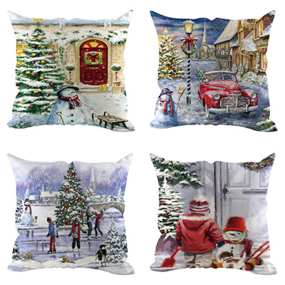 

Siaonvr 4Pcs Christmas Pillow Cover Pillowcases Decorative Sofa Cushion Cover Decoration