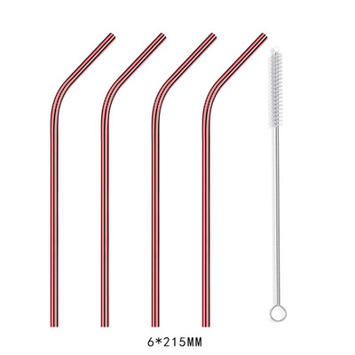 

4 Pcs Stainless Steel Drinking Reusable Straws Cleaner Brush Kit
