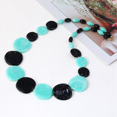 

Trendy Women Rope Chain Necklaces & Pendants Round Resin Statement Necklace Wafer Women Jewelry