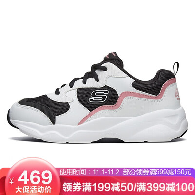 

Skechers Panda Casual Shoes Womens Thick Foundation Vintage Stitching Fashion 66266231-WBPK WhiteBlackPink 37
