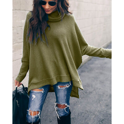 

Women Loose Knitted Pullover Jumper Sweater Turtleneck Long Sleeve Knitwear Top