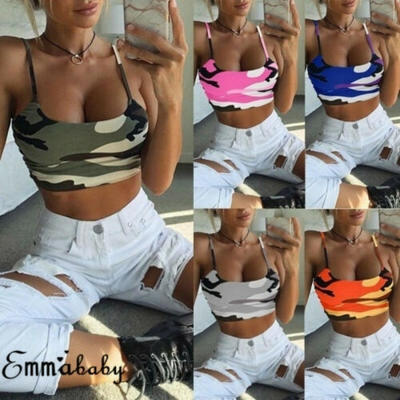 

Sexy Corset Bustier Women&39s Camo Vest Top Summer Casual Sleeveless Crop Top