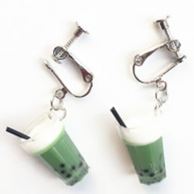 

Creative Unique Bubble Tea Drop Earrings Resin Milk Tea Drink Earring For Girl