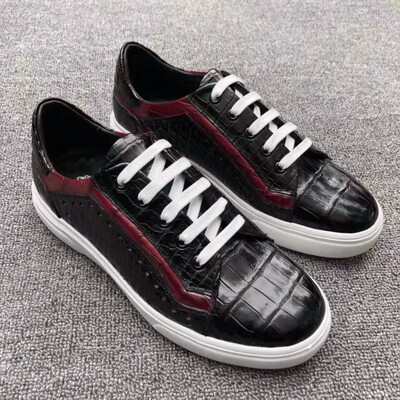 

Black&red color genuine crocodile skin men sneaker shoe leisure fashion sport style fashion men shoe with cow skin lining