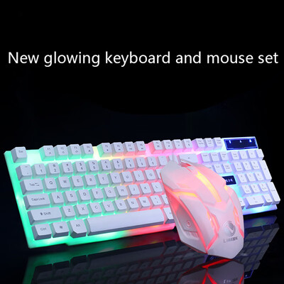 

BlackWhite Glowing Keyboard&Mouse Set USB Keyboard USB Mouse Glow Game Suite
