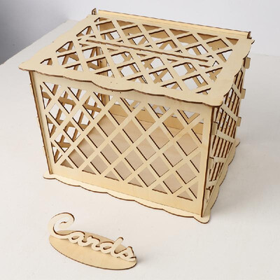 

DIY Wooden Wedding Card Box with Lock&Card Sign Rustic Hollow Gift Card Holder for Reception Wedding Anniversary Party Decorat