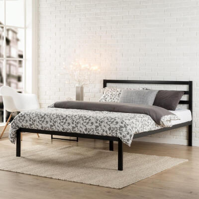 

10" Tall Wood Slat Bed Frame Platform Bed Iron Bed Metal Bed Frame Queen