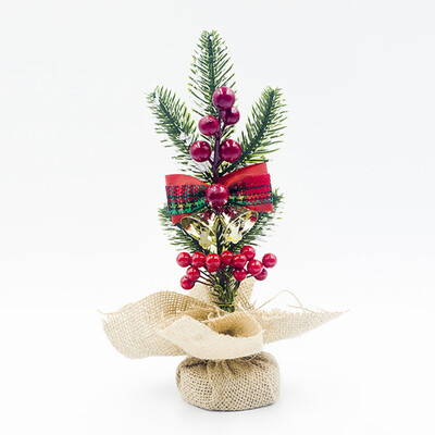 

Christmas Pine Needles Table Setting Creative Red Fruit Pine Cone Desktop Decor