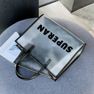 

2019 summer new Korean version of frosted fashion jelly mother bag transparent girl portable Tote bag