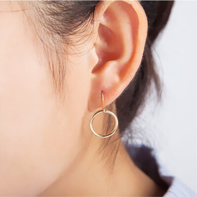 

2019 New Fashion Simple Gold Color Silver Geometric Big Round Earrings for Women Circle Drop Earrings Statement Brincos Jewelry