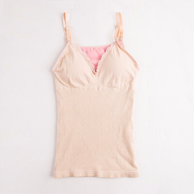 

Women Velvet Lace Thermal Underwear Vest Thick V Neck Padded Cup Female Pink Second Thermal Slim Winter Warm Pajamas Tank Tops