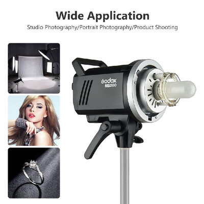 

Godox MS200 Studio Flash Strobe Light Monolight 200Ws GN53 5600K Built-in 24G Wireless X System Anti-Preflash 01-18s Recycle Ti