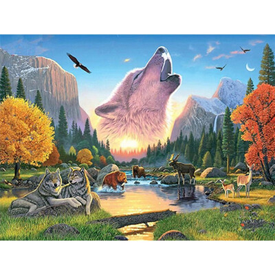 

5D DIY Diamond Embroidery Wolf Full Square Drill Diamond Painting Animal Cross Stitch Rhinestone Picture Home Decor Gift