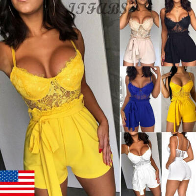

Casual Summer Womens Romper Short Lace Playsuit V-Neck Slim Ladies Jumpsuit HOT