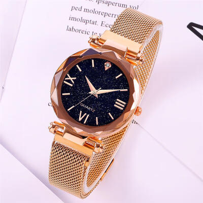 

Luxury Diamond Starry Sky Watch Crystal Rhinestone Magnet Mesh Band Quartz Wristwatch Ladies Fashion Elegant Watches