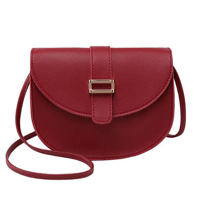 

Solid Color Semicircle Shoulder Handbags Women Leather Crossbody Phone Bags