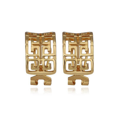 

18K Real Gold Plated Filigree Tin Alloy Stud Earrings 17x10mm