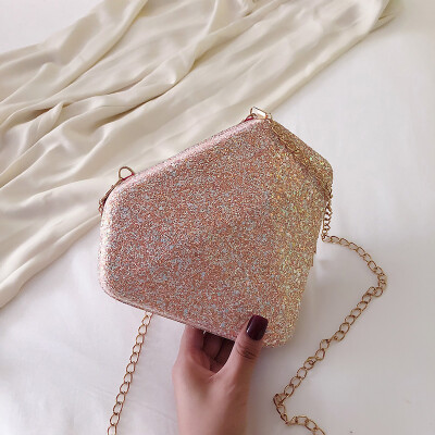 

Small fragrance simple wild diamond bag female personality sequins shoulder Messenger bag 2019 tide Korean fashion chain bag