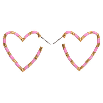 

Punk Color Block Heart Shape Statement Lady Stud Earrings Jewelry Valentine Gift