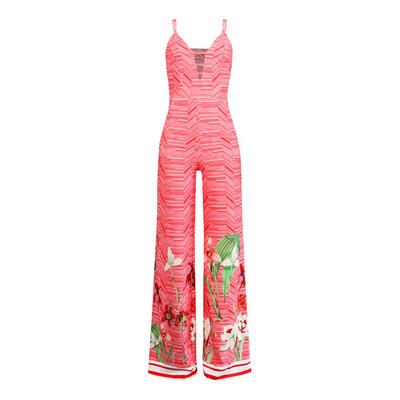 

Sexy Boho Floral Print Women Jumpsuit V-Neck Spaghetti Strap Loose Trousers