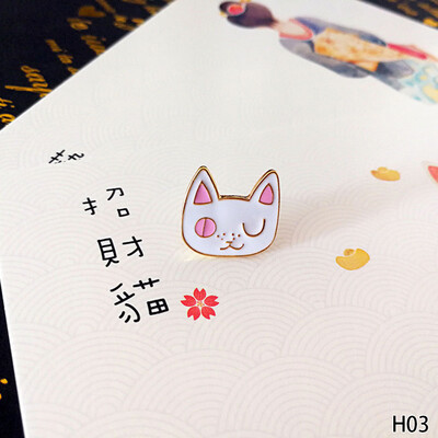 

Cartoon Cute Sweater Suits Dress Cute Alloy Cat Head Vintage Brooch