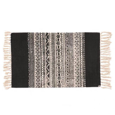 

Toponeto Bohemian Hand-woven Cotton Linen Plant Printing Dyeing Decorative Mat 60X90CM
