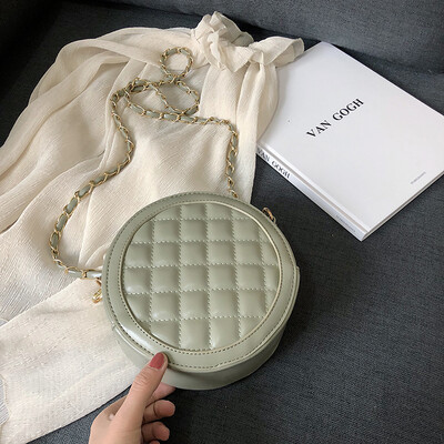 

Lingge small round bag womans new 2019 Korean version of the small bag high-grade air chain bag single shoulder oblique satchel b