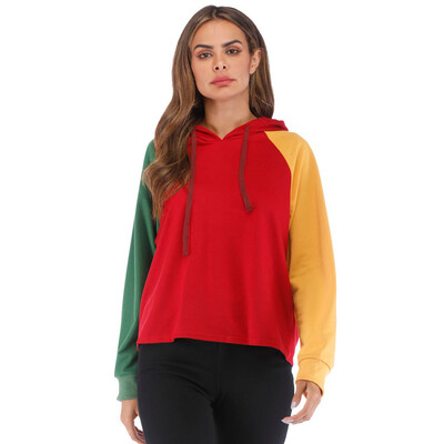 

Tailored Womens Patchwork Long Sleeve Hoodie Sweatshirt Hooded Pullover Tops Blouse