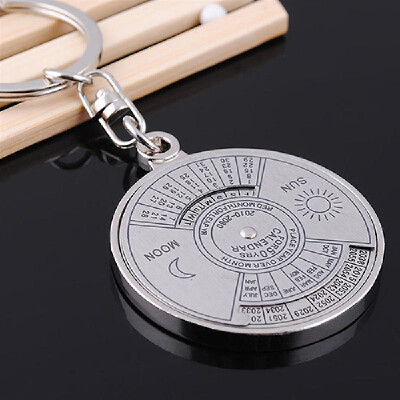 

YEDUO 50 Years Perpetual Calendar Keyring Keychain Silver Alloy Key Chain Ring