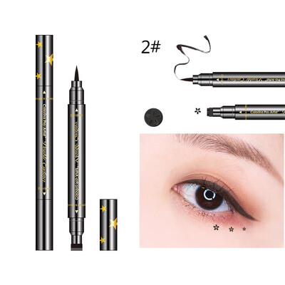 

Double-Headed Tattoo Stamp Black Eyeliner with Liquid Eyeliner Makeup Tool HeartStarMoon Waterproof Smudge-proof Eyes Make kit