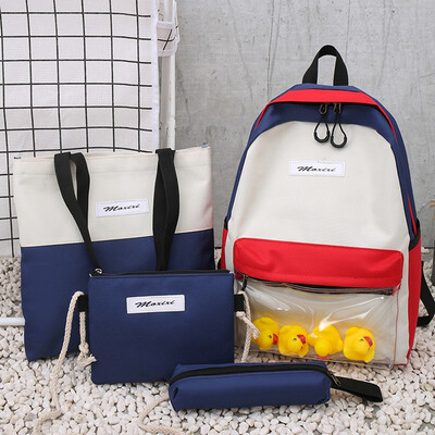 

Tailored Cartoon Alphabet Student Backpack Casual Large Capacity Travel 4 Piece Set