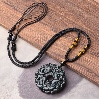 

Obsidian Mens Necklace Trend Personality Couple Pendant