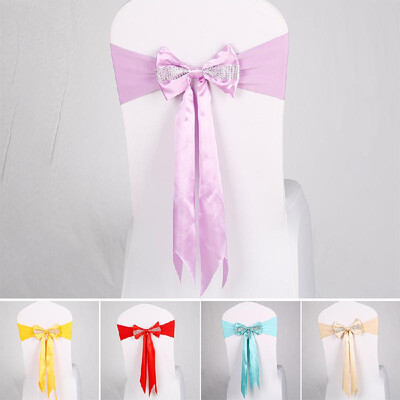 

Chair Sash Bow Elastic Chair Ribbon Back Tie Bands for Wedding Party Ceremony Banquet