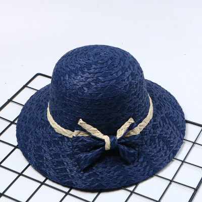 

Straw Hat Lady summer sunshade eaves basin hat seaside holiday two-color bow knot sunscreen sunhat leisure fisherman hat