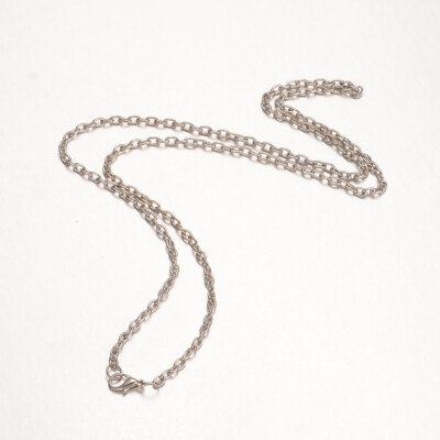 

Iron Necklace Making Cable Chain with Alloy Lobster Clasp Platinum 2441