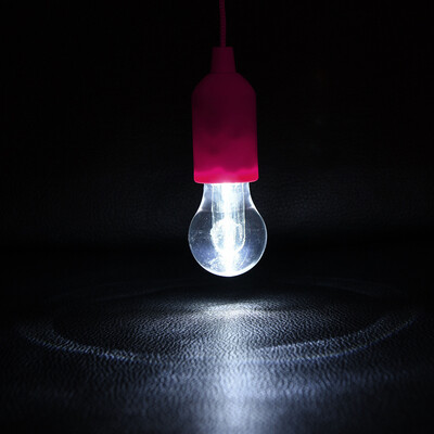 

Gobestart Portable LED Bulb Light On A Rope Reading Lamp White Battery Operated Pull Cord