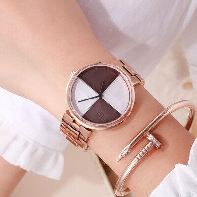 

Womens round fashion watch quartz steel waterproof ladies watch