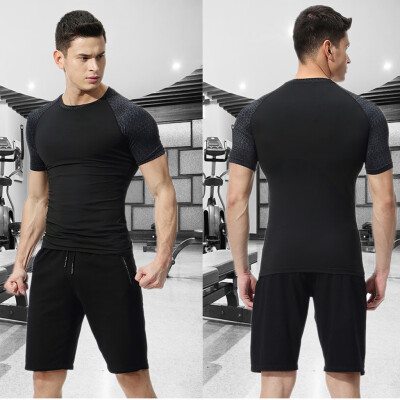 

Toponeto Mens Elastic Fitness Short T-shirt Fast Drying Tops Pants Sports Tight Suit