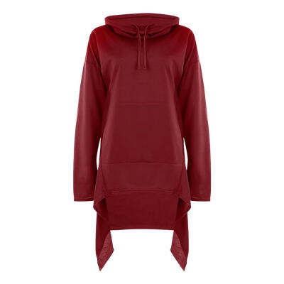 

Irregular Hem Hooded Tops Women Casual Coat Heap Collar Daily Sweatshirt