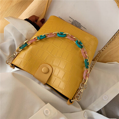 

Qiao Bani 2019 new Korean chic fashion simple contrast color chain bucket bag trend single shoulder diagonal handbag