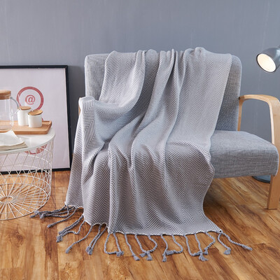 

Knitting Blanket Fringed Cotton Wool Blanket Office Lunch Break Air Conditioning Blanket 130x170cm