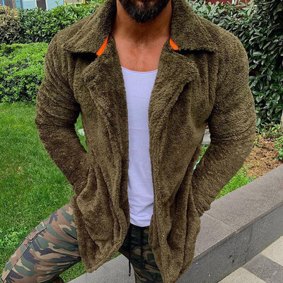 

Mens Solid Lapel Collar Button Loose Thick Coat Winter Warm Long Sleeve Outwear