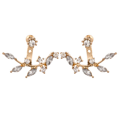 

Gold Sided Earrings Jacket Selling Simple Gift Stud Swing Ear Beauty Double Crystal Ear Jacket Crystal