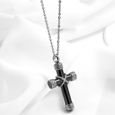 

Titanium Steel Gold Cross Pendant Keepsake Urn Necklace For Ashes Memorial Jewelry Mementos