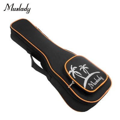

Muslady 21 Inch Soprano Ukulele Bag Uke Ukelele Zippered Case Coconut Tree Pattern Style with Adjustable Single Shoulder Strap Bla