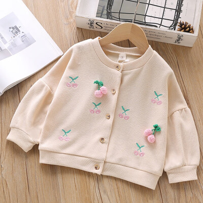 

Autumn Children Clothes Toddler Baby Kids Girls Jacket Cherry Button Girls Jacket Coat Kids Casual Outwear