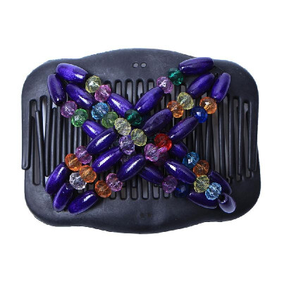 

Retro Wooden Beads Magic Hair Comb Double Row Hairpin Insert Women Hairstyle Clip